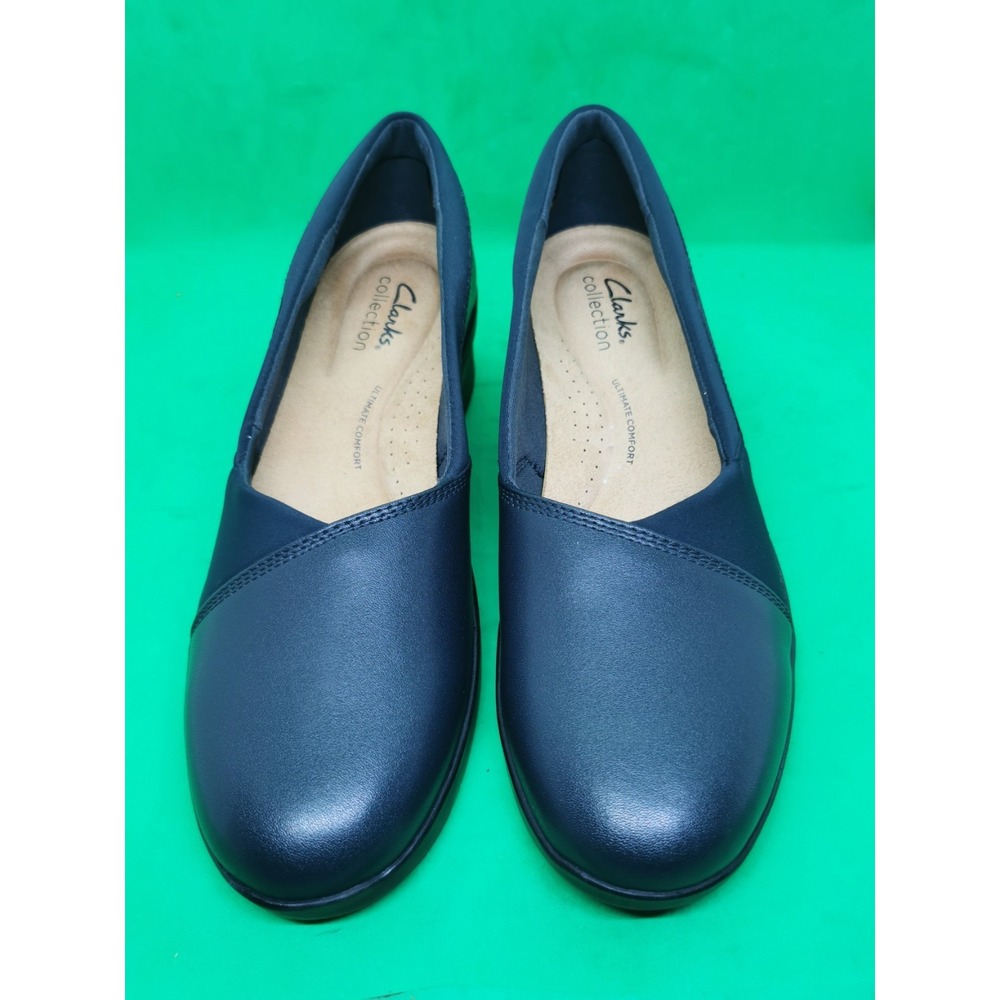 Clarks Suttyn Walk 26180142 Women's US 7.5 Navy Leather Wedge Heel Shoes RHS7898